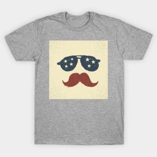 Sunglasses with stars and moustache T-Shirt